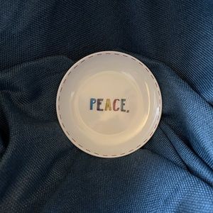 Rae Dunn Holiday Multicolor "PEACE" Appetizer Plate 6” Dishwasher Safe Excellent